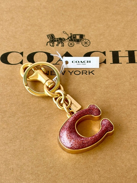 Coach Accessories - Coach Pink Glitter C Key Fob Bag Charm with Gold Hardware